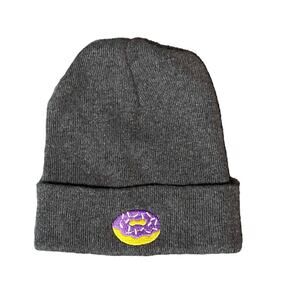 GERTEX Unisex Adult Donut Embroidered Patch Gray Beanie ONE SIZE